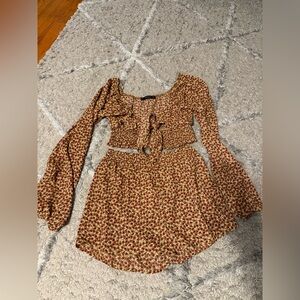 Floral Long Sleeve Women's Top & Shorts set